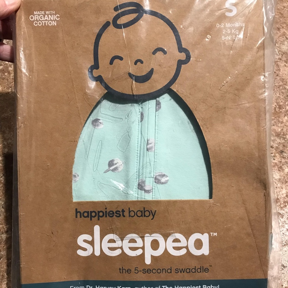 Happiest Baby Sleepea 5-second swaddle. Size S, 5-12l lb. Organic Cotton.